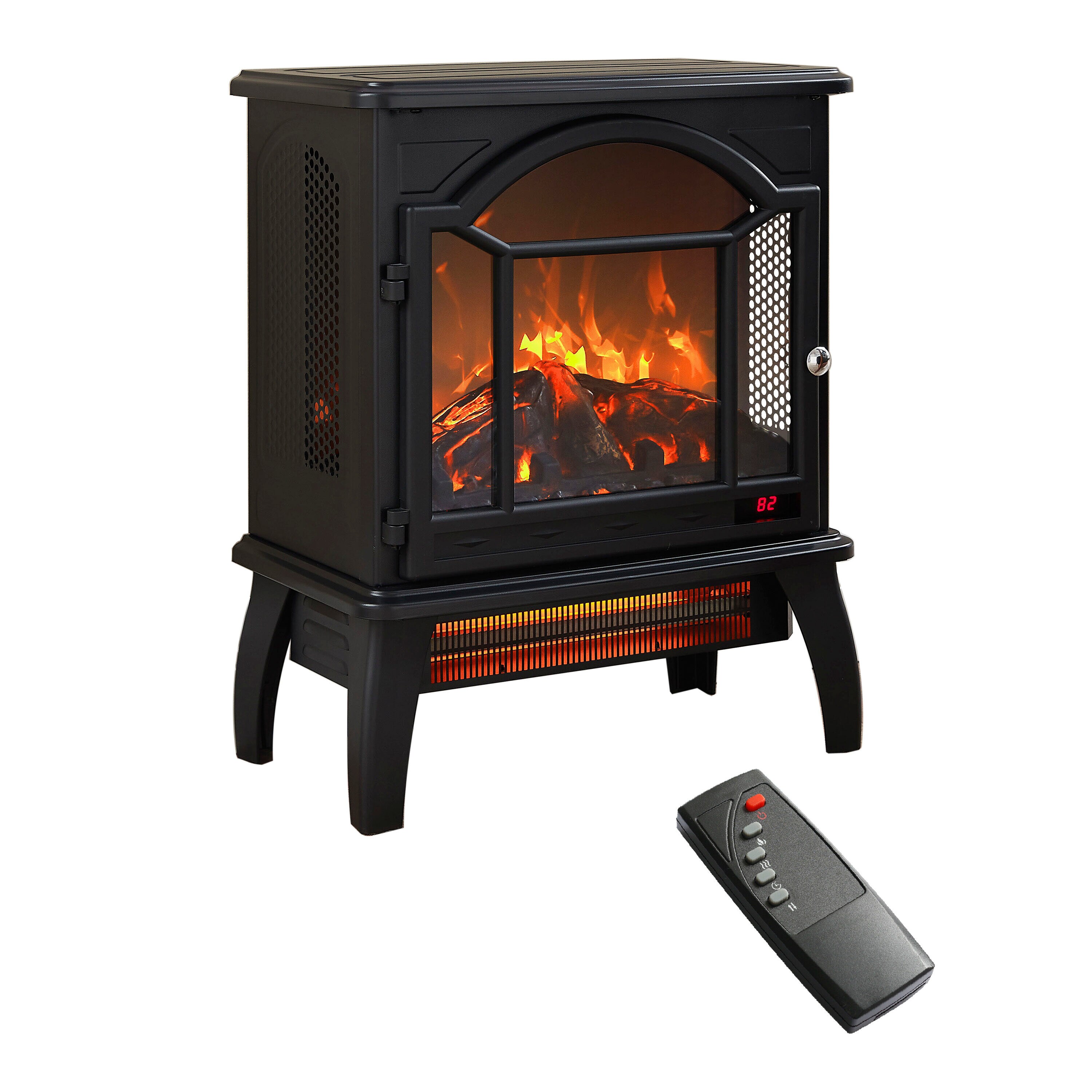 17.52-Inches W Antique Black Free standing LED Corner Electric Fireplace with Remote Control Included