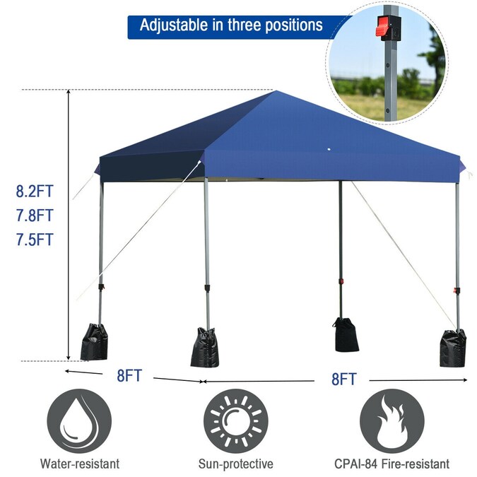 Clihome 8-ft x 8-ft Square Blue Pop-up Canopy - Image 5