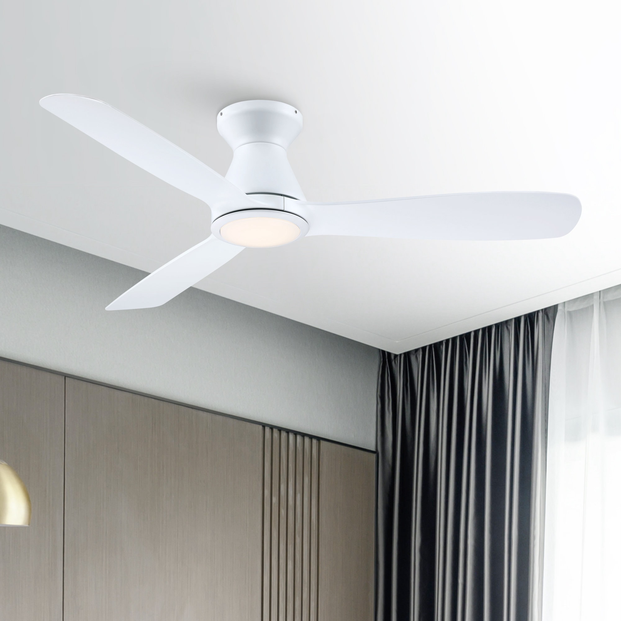 52-in Flush Mount White with White Blades Chandelier Ceiling Fan With Light - Remote Included ( 3 -Blade ) - Image 11