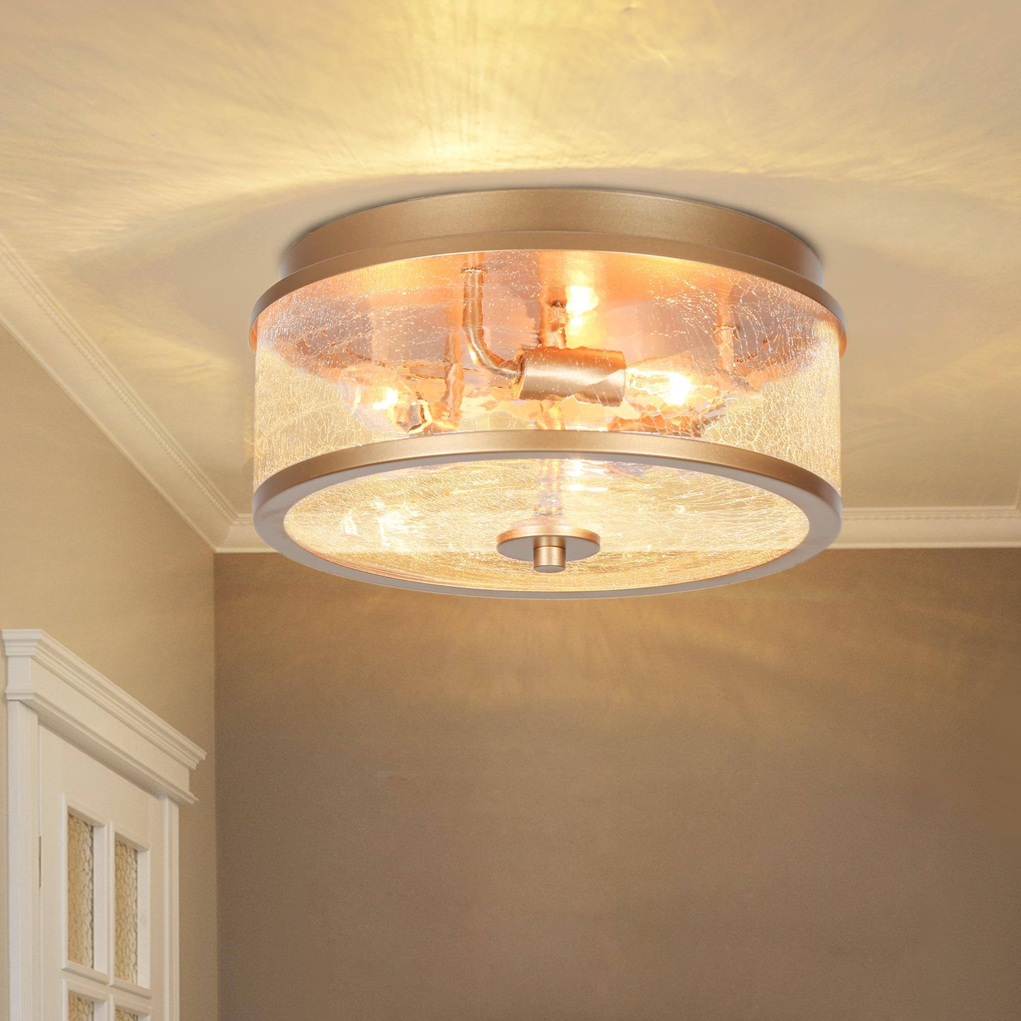 Transitional 3 -Light 12.2-in Matte Gold Semi Flush Mount Light - Image 2