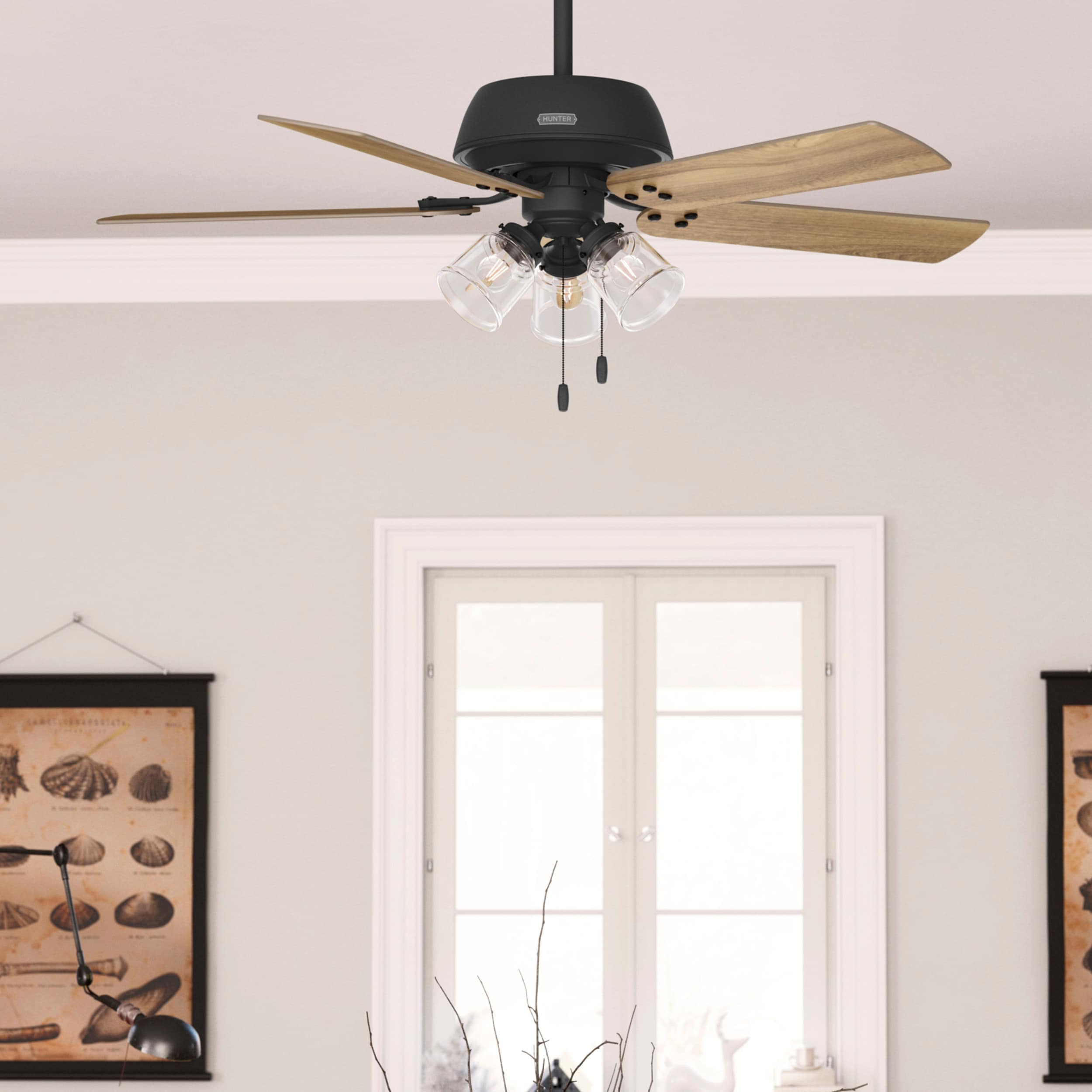 Shady Grove 52-in Matte Black with Golden Maple Blades Ceiling Fan With Light ( 5 -Blade ) - Image 4