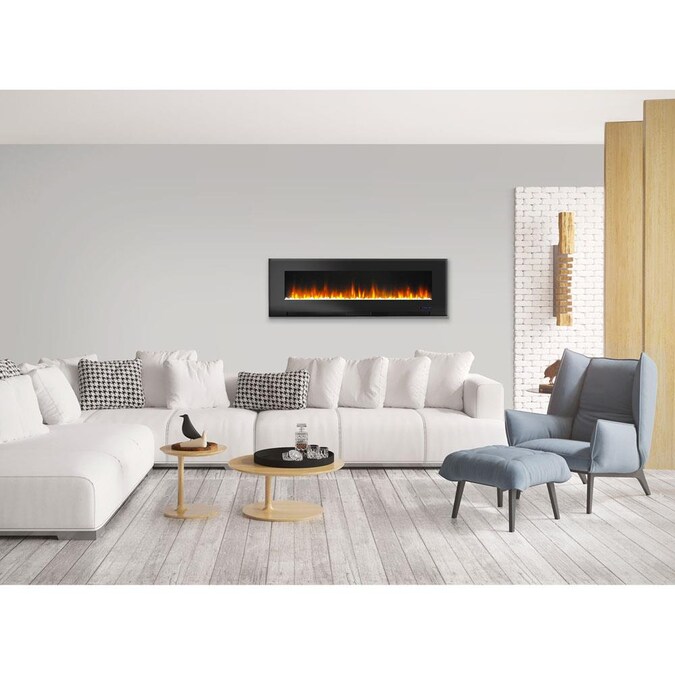 Cambridge 60-in W Black Fan-forced Flat Wall Electric Fireplace with Remote Control Included - Image 6