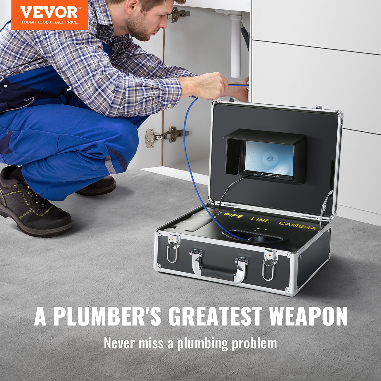 Sewer Camera Pipe Inspection Camera 7-inch 480p Screen Pipe Camera 66ft - Image 3