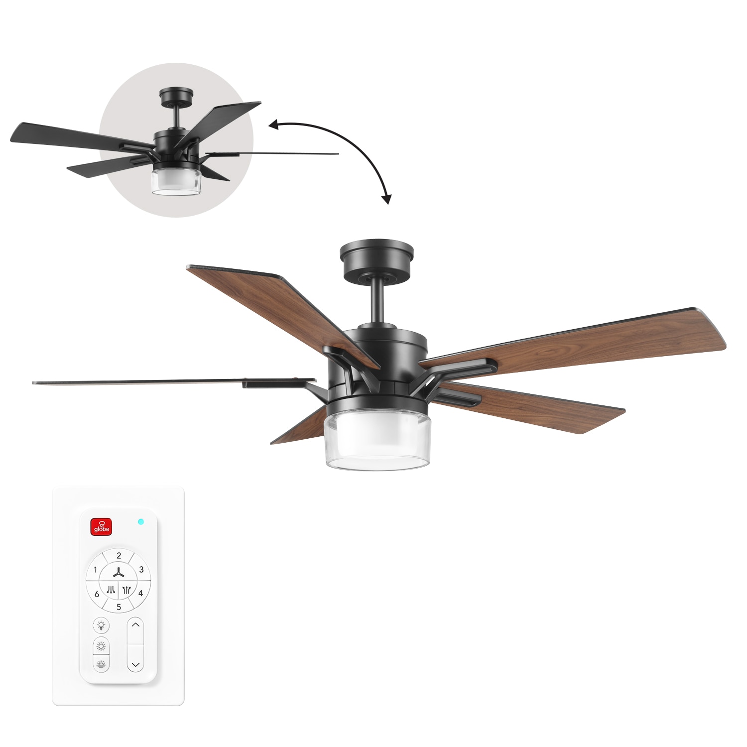 52-in Integrated LED Outdoor Matte black with Matte Blades Ceiling Fan With Light and Remote ( 5 -Blade )