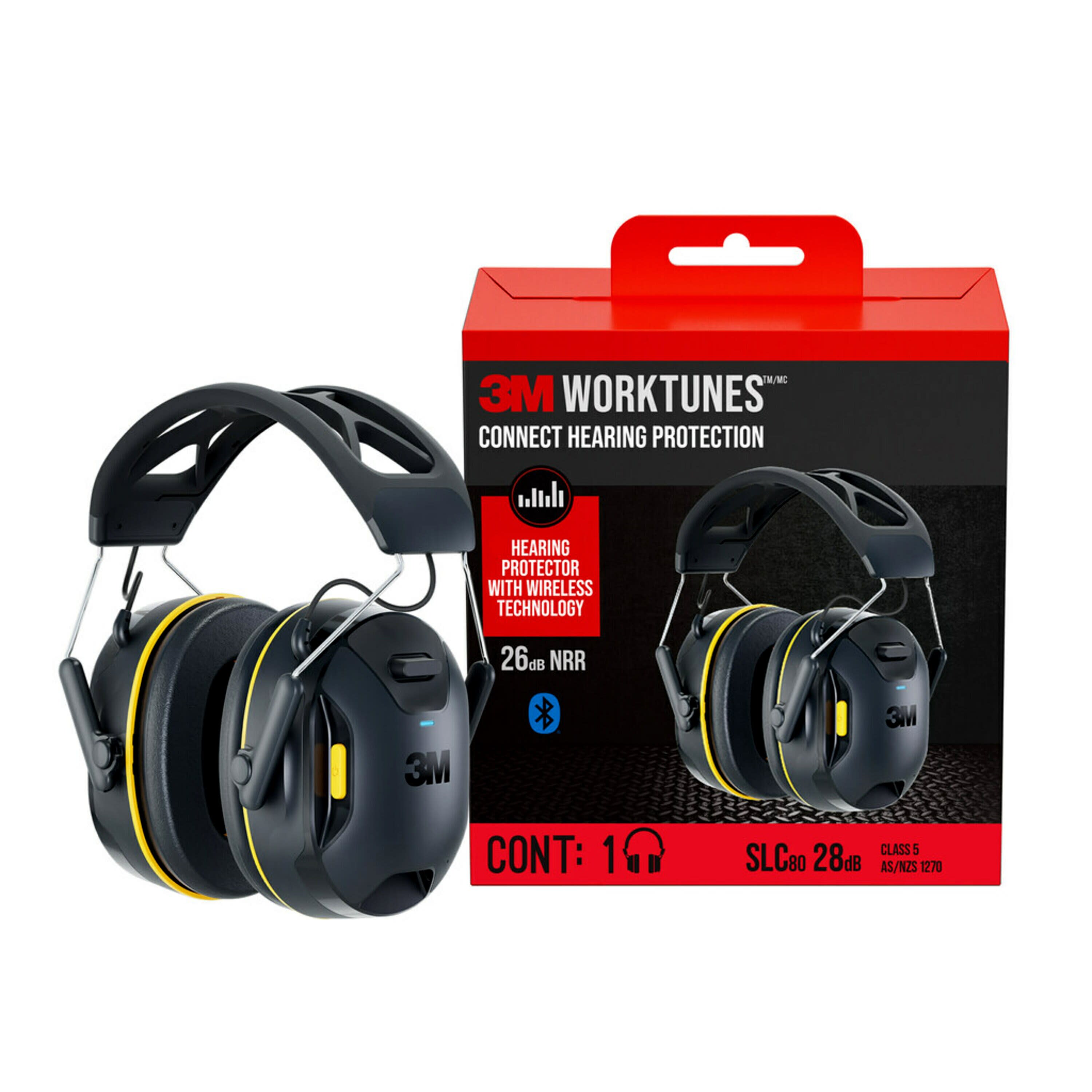 Worktunes Wireless Hearing Protector Reusable Cordless Hearing Protection Earmuffs Bluetooth Compatibility 26 dB Noise Reduction Rating