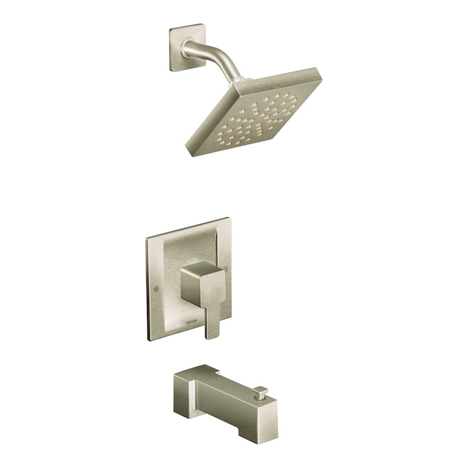 Moen 90 Degree Brushed Nickel 1-handle Single Function Square Bathtub and Shower Faucet