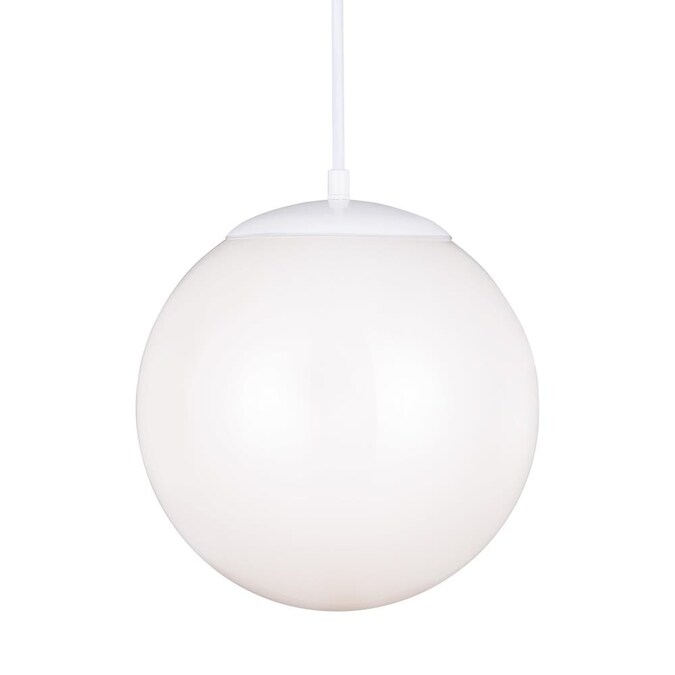 Generation Lighting Leo White Modern/Contemporary Opal Glass Globe Medium Hanging Single