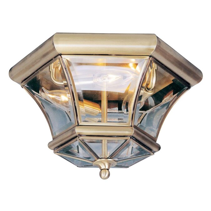 Livex Lighting Monterey 3-Light 12.5-in Antique Brass Indoor/Outdoor Flush Mount Light
