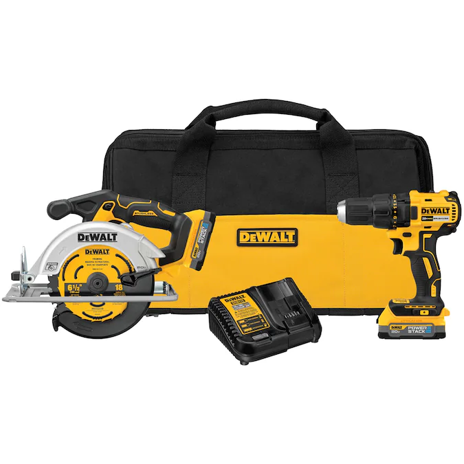DEWALT 20V MAX Brushless Cordless Circular Saw and Drill Combo Kit with DEWALT POWERSTACK Compact Batteries