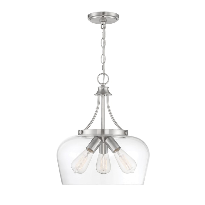 Savoy House Essentials Octave 3-Light Satin Nickel Transitional Clear Glass Dome Led, Medium Hanging Pendant Light