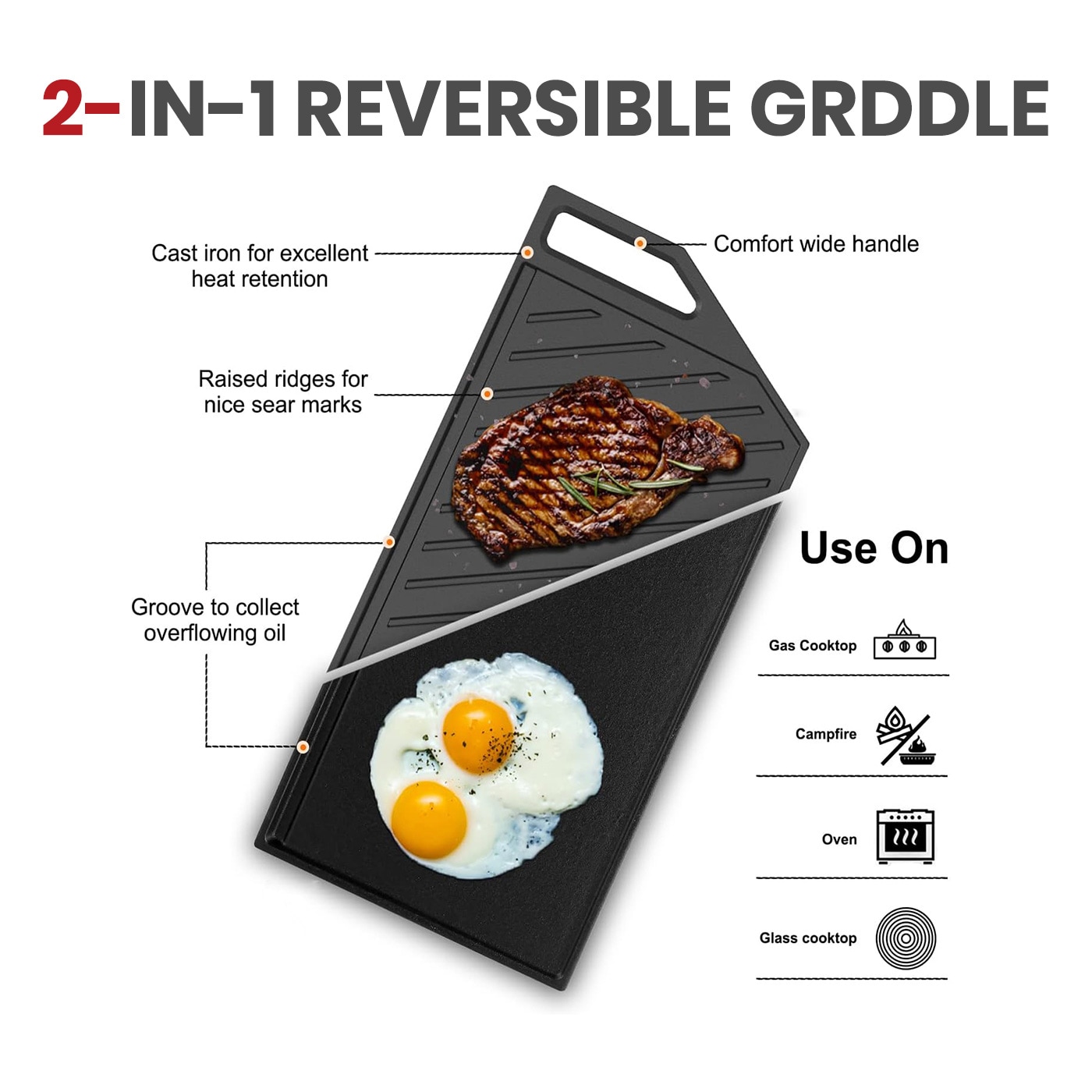 30-in 5 burners Stainless steel Gas Cooktop (Griddle Included) - Image 3