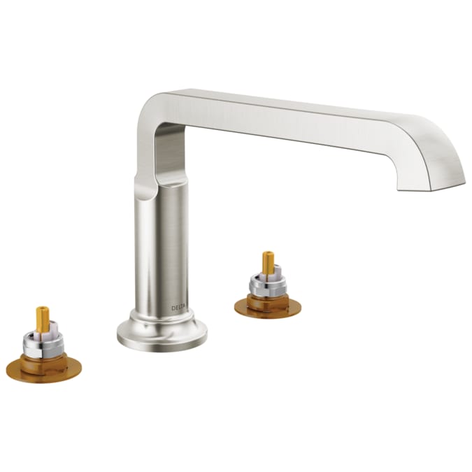 Delta Tetra Lumicoat Stainless Deck-mount Roman Low-arc Bathtub Faucet
