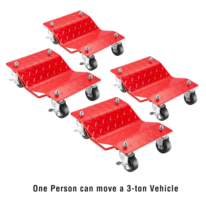 Fleming Supply Car Jack Tire Skates - 4-Piece Solid Steel Car Lift Dolly Set for Moving Cars, Trucks, Trailers, Motorcycles, and Boats (Red) - Image 3