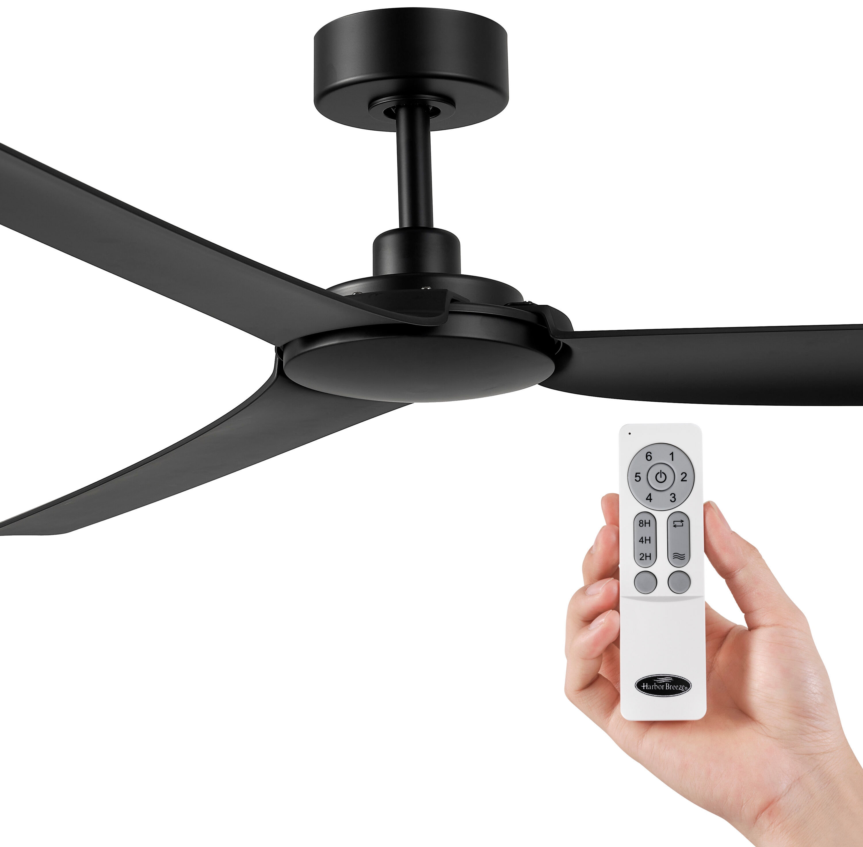 Lochwood 60-in Outdoor Matte Black with Matte Black Blades Ceiling Fan Without Light - Remote Included ( 3 -Blade ) - Image 7