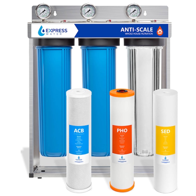 Express Water WH300SCPS Triple-stage 15-GPM Multi-method Hard Water Whole House Water Filtration System