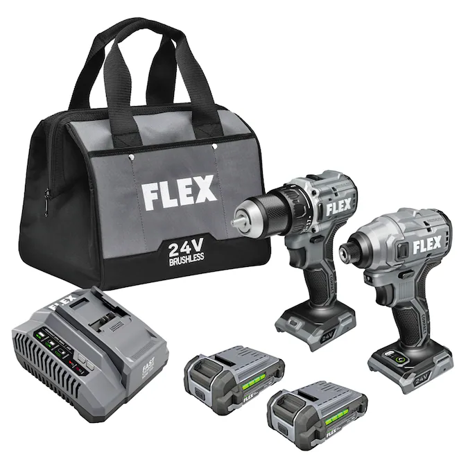FLEX COMPACT 24-volt 2-Tool Brushless Power Tool Combo Kit with Soft Case (2-Batteries Included and Charger Included)