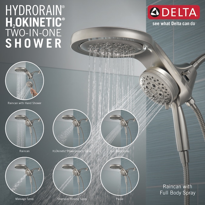 Delta HydroRain H2Okinetic Lumicoat Stainless 7.875-in Round Dual/Combo Rain Shower Head 2.5-GPM (9.5-LPM) - Image 3