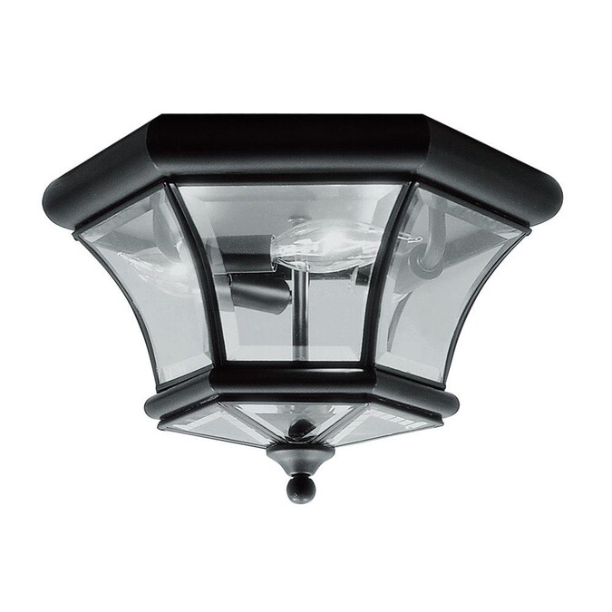 Livex Lighting Monterey 3-Light 12.5-in Black Indoor/Outdoor Flush Mount Light