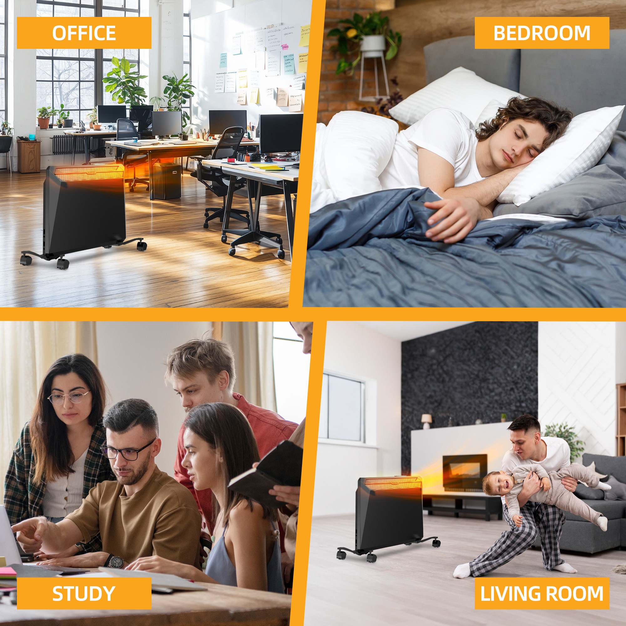 Up to 1500-Watt Convection Wall Mount Indoor Electric Space Heater with Thermostat - Image 9