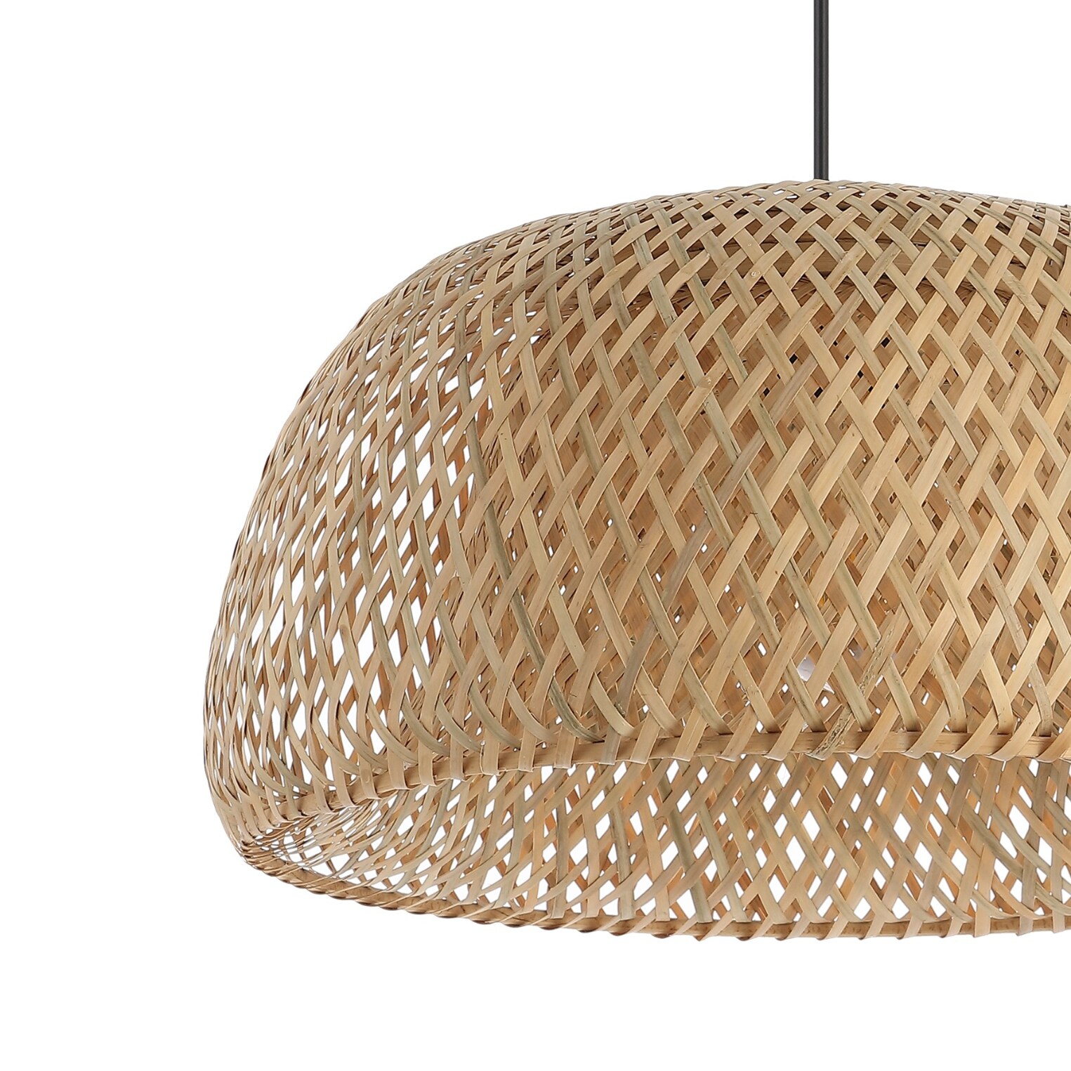 Mateo 18" Woven Bamboo Retro Diamond Farmhouse Coastal Brown Bohemian/global Bowl Medium Hanging Swag light - Image 13