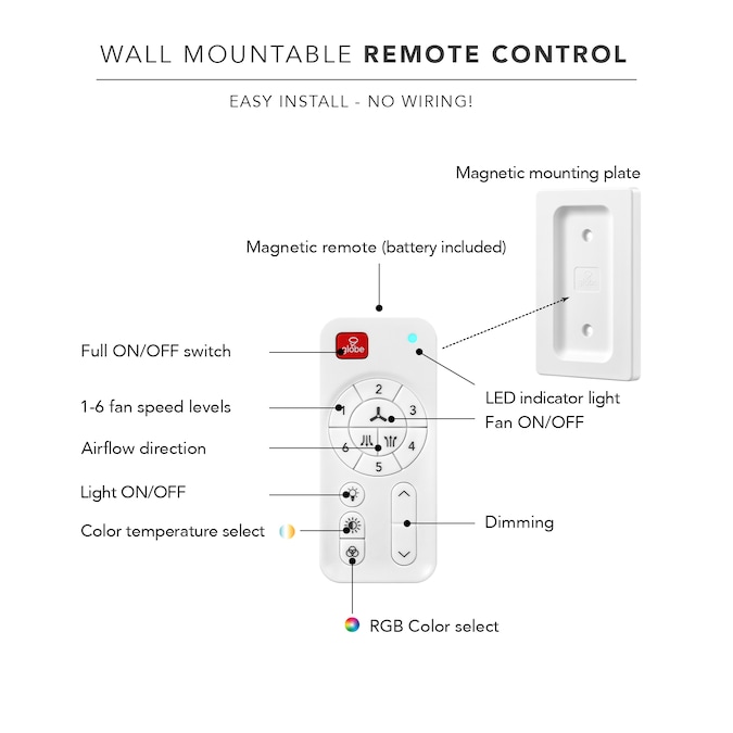 Globe Electric Dayton 52-in Color-Changing Integrated LED Outdoor Smart White with White Blades Ceiling Fan With Light - Remote Included ( 5 -Blade ) - Image 10