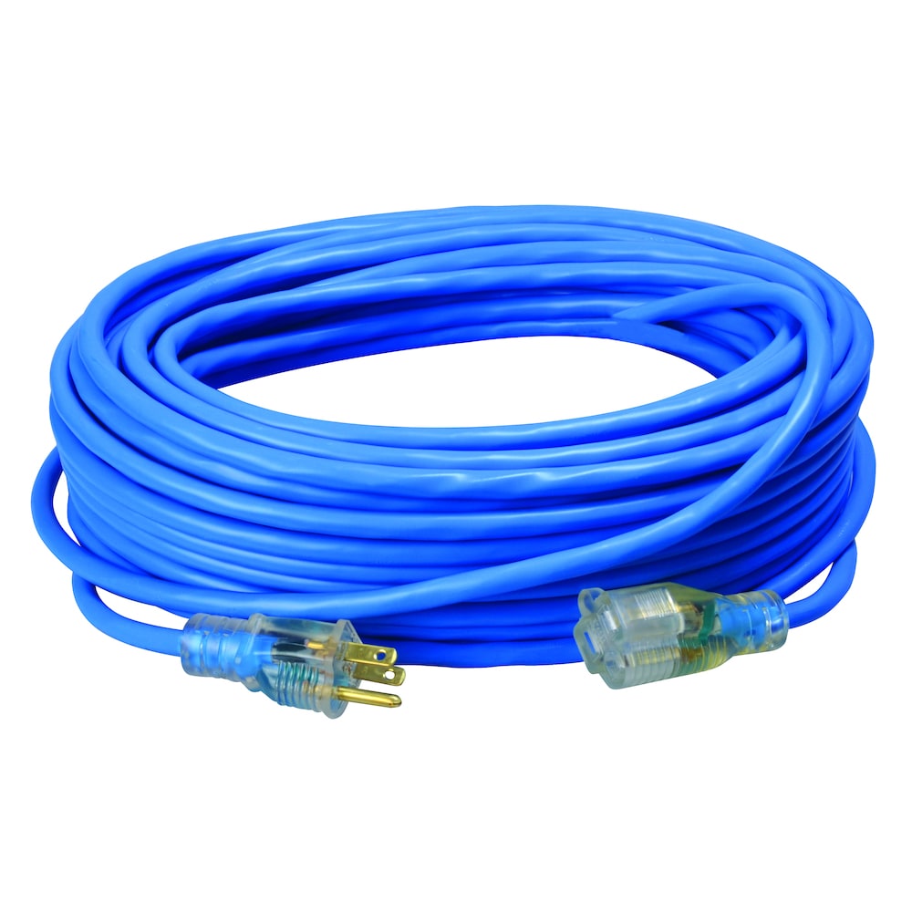 100-ft 14 / 3 3 Prong Blue Indoor/Outdoor SJTW Medium Duty Lighted Extension Cord