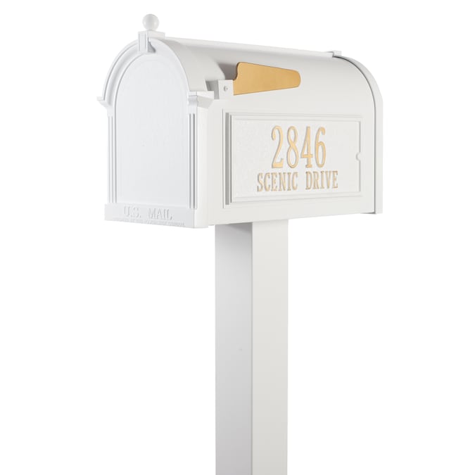 Whitehall Ground Mount White Metal Extra Large Mailbox with Post