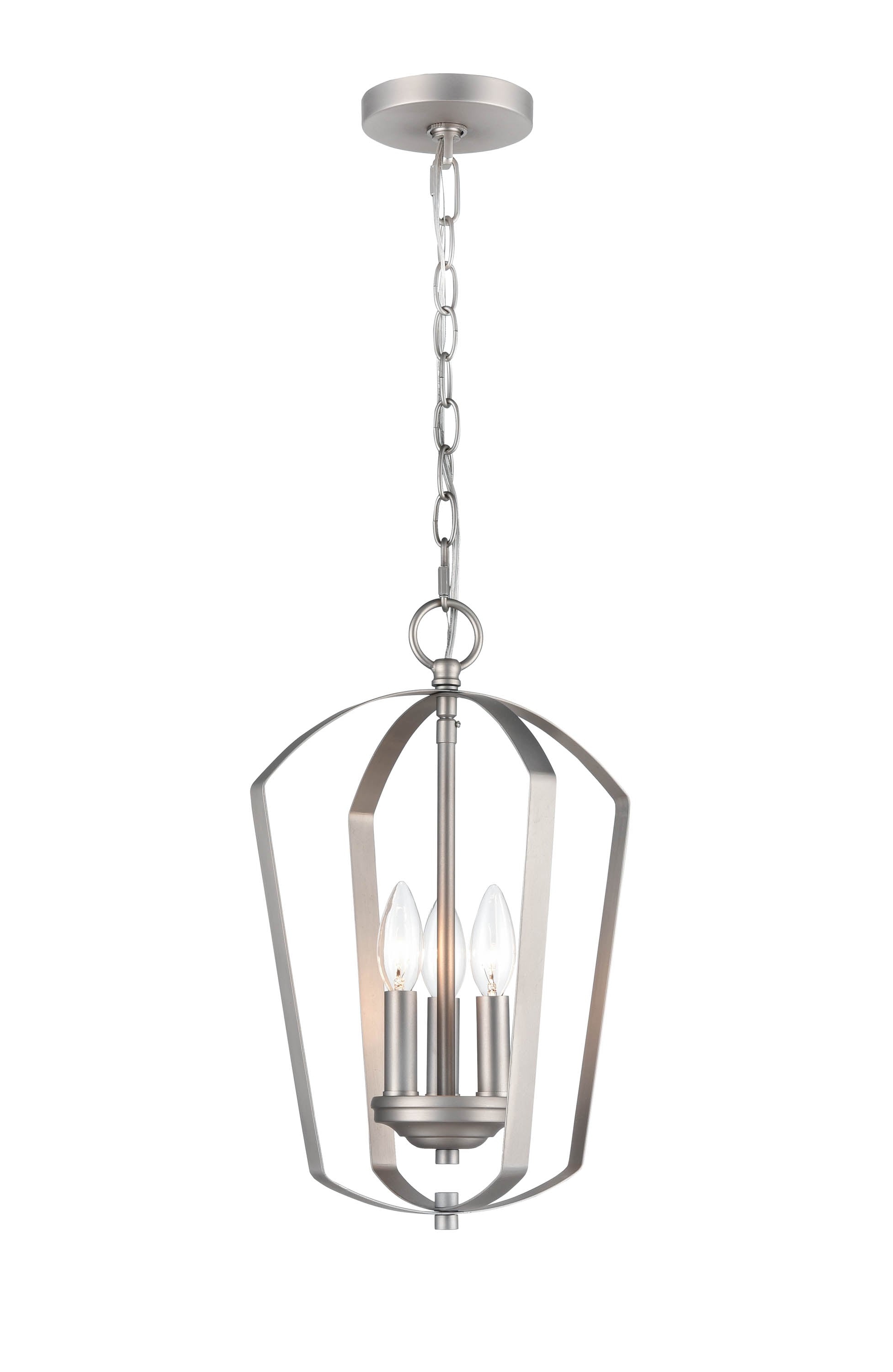 Ivey Lake 3 -Light Satin Nickel Traditional Geometric Medium Hanging Pendant light
