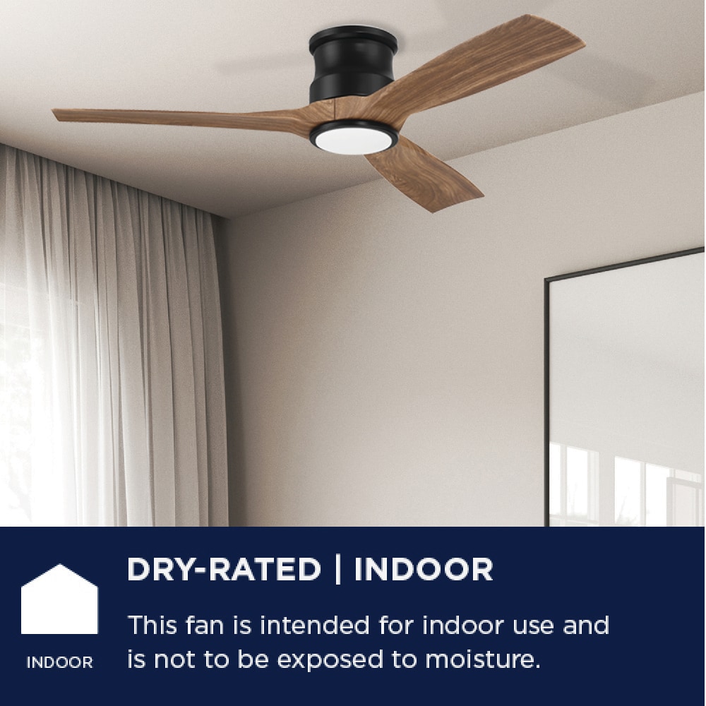 52-in Color-Changing Integrated LED Flush Mount Matte Black with Dark Walnut Blades Propeller Ceiling Fan With Light - Remote Included ( 3 -Blade ) - Image 7