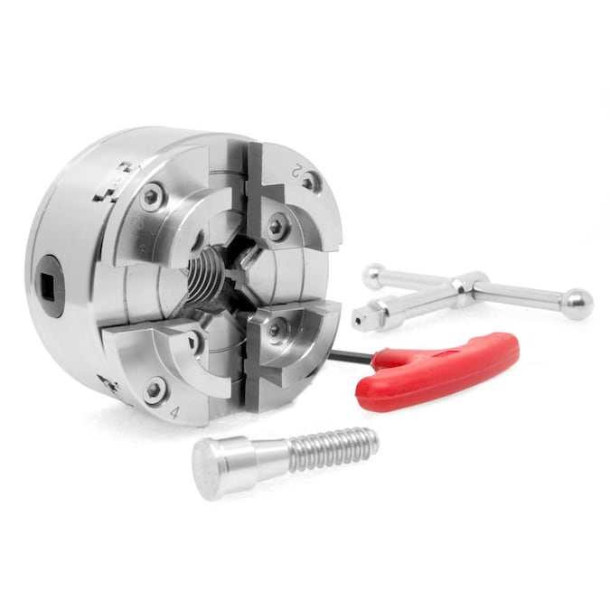 WEN Stainless Steel 3.75-Inch 4-Jaw Self-Centering Lathe Chuck Set - Perfect for Bowls & Spindles - Adjustable - Attachment - 1-Inch x 8TPI Thread