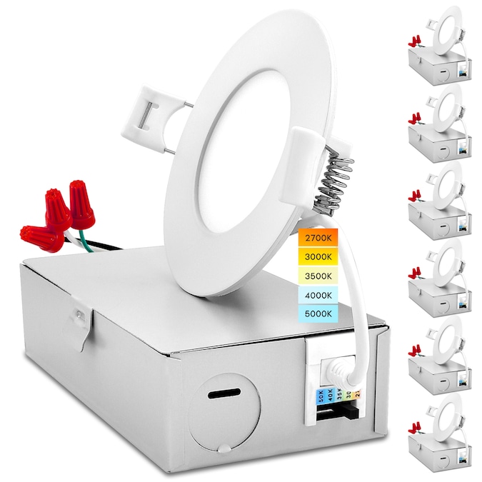 Luxrite White 3-in 540-Lumen Switchable Round Dimmable LED Canless Shower Recessed Downlight (6-Pack)