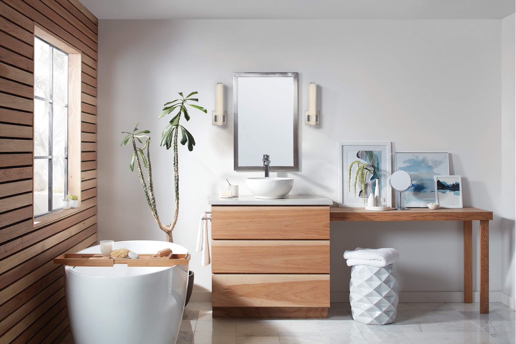 Aiden 4.75-in W 1 -Light Polished Nickel Integrated LED Wall Sconce - Image 7