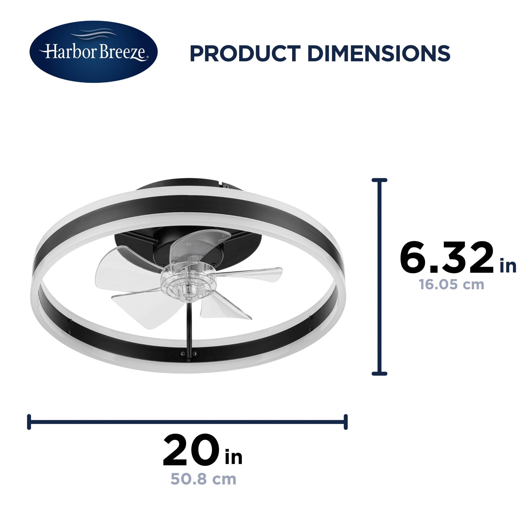 Edenmore 20-in Color-Changing Integrated LED Flush Mount Matte Black with Clear Blades Fandelier Ceiling Fan With Light - Remote Included ( 5 -Blade ) - Image 8