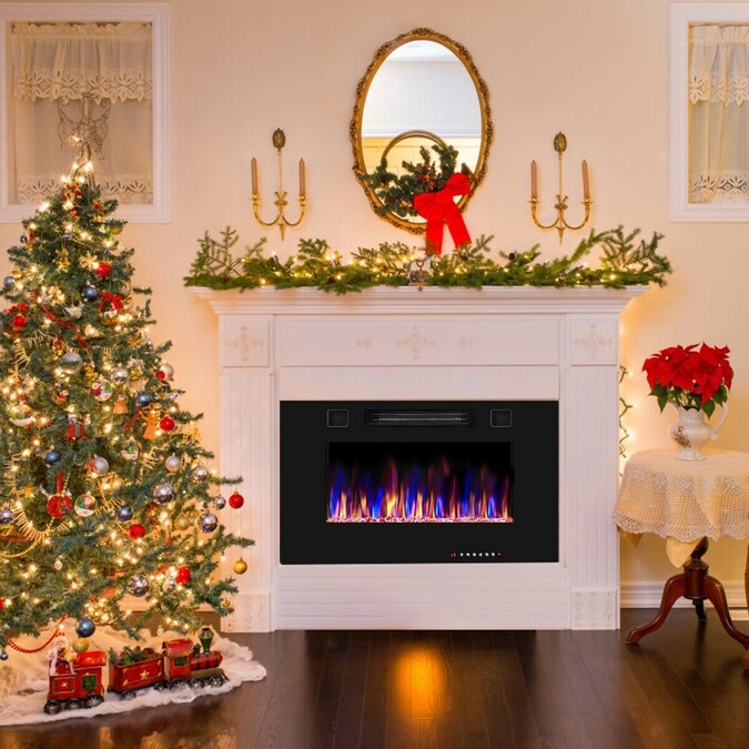 GZMR 24.61-in W Black LED Wall-mount Electric Fireplace with Remote Control Included - Image 2