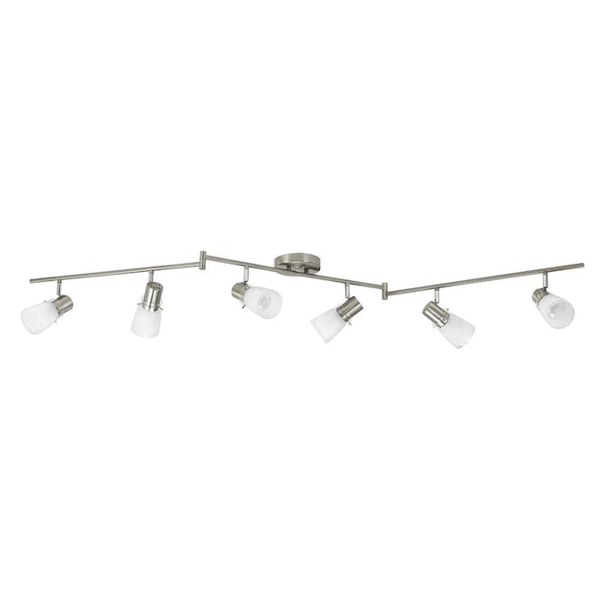 allen + roth Montgomery 69.9-in 6-Light Brushed Steel dimmable Medium Base (e-26) Transitional Track Bar