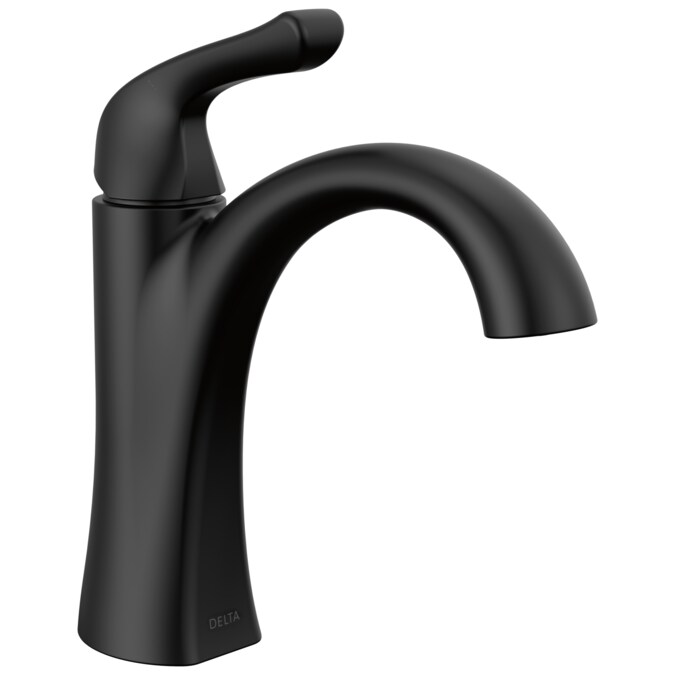 Delta Arvo Matte Black Single Hole 1-Handle WaterSense Bathroom Sink Faucet with Drain and Deck Plate