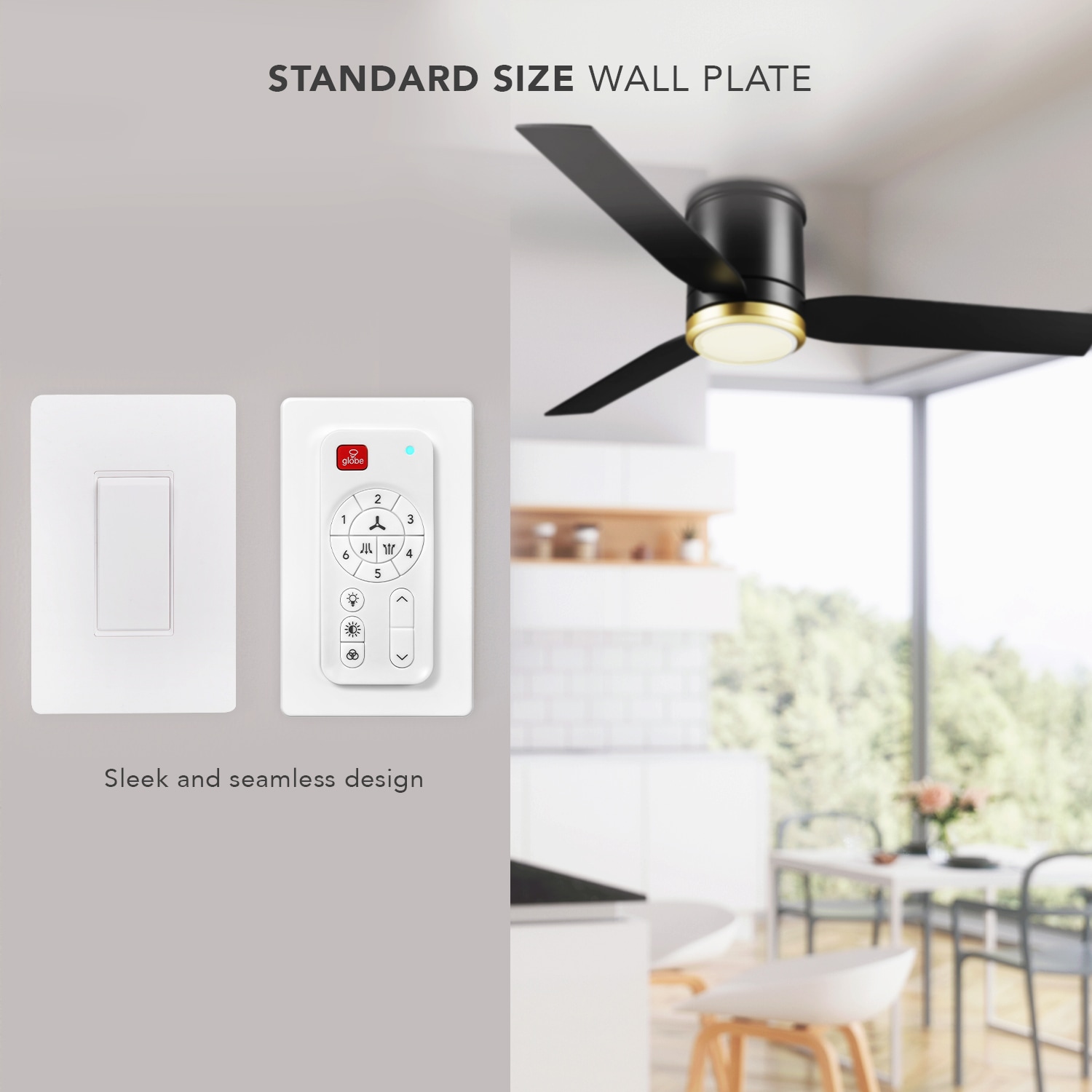 Caledon 52-in Color-Changing Integrated LED Outdoor Flush Mount Smart Black/Brushed Gold with Black Blades Ceiling Fan With Light - Remote Included ( 3 -Blade ) - Image 12