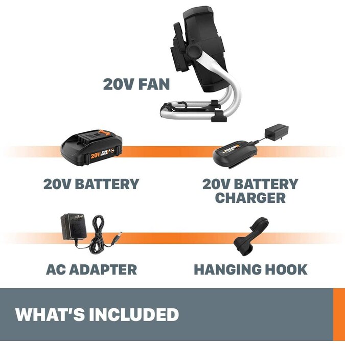 WORX 9-in 20-Volt 2-Speed High Velocity Indoor/Outdoor Black Personal Fan - Image 7
