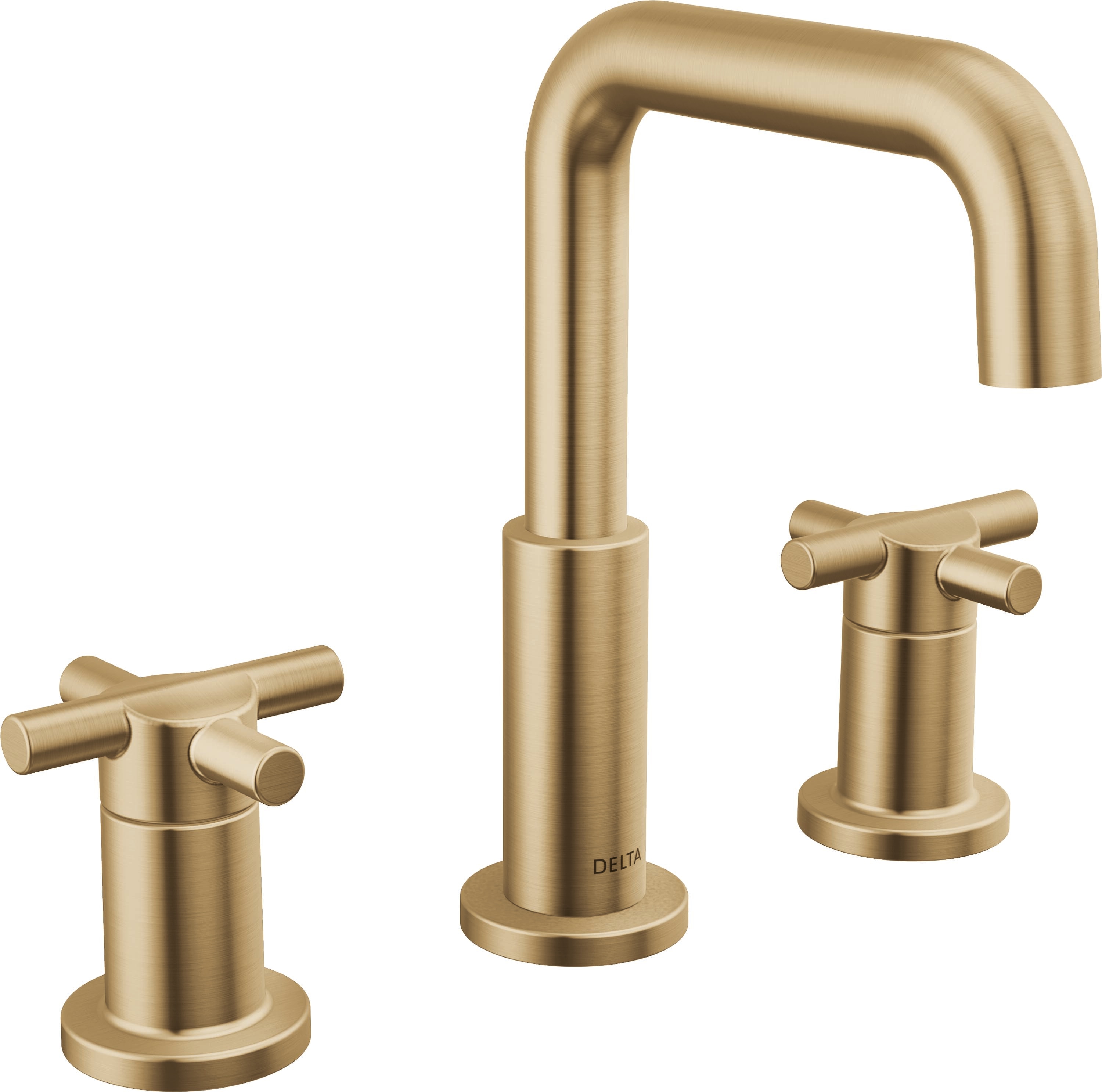 Nicoli Champagne Bronze Widespread 2-handle WaterSense Mid-arc Residential Handle Bathroom Sink Faucet with Drain