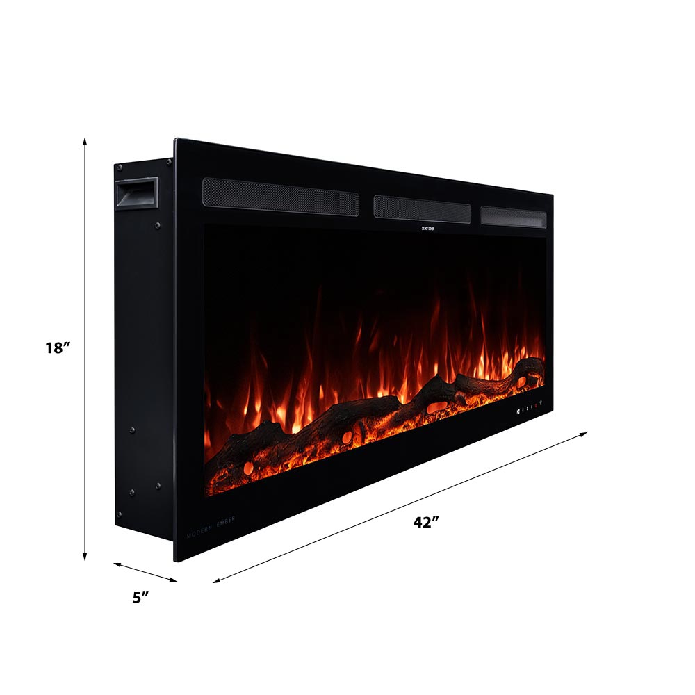 42-Inches W Vibrance Black Wall mount Fan-forced Wall-mount Electric Fireplace with Remote Control Included - Image 3