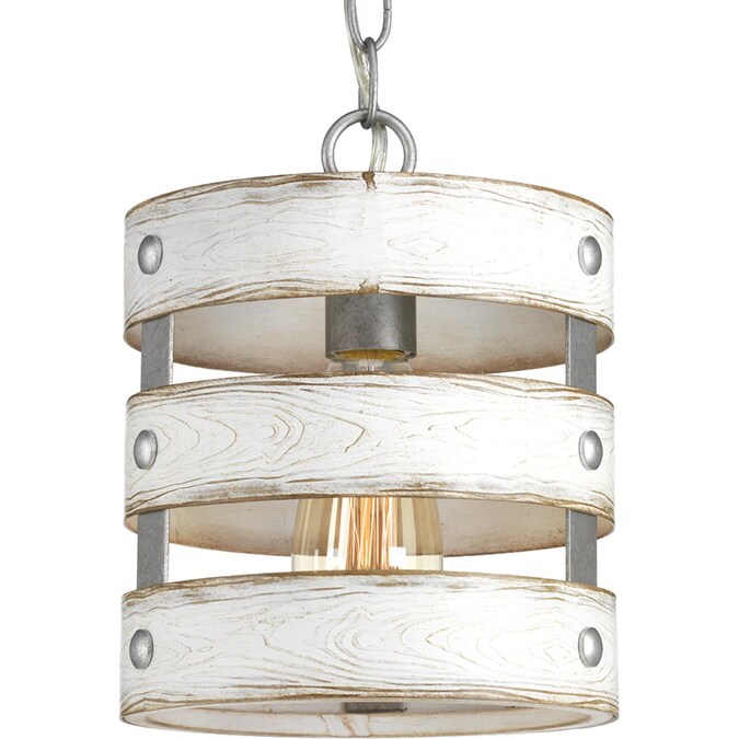 Progress Lighting Gulliver Galvanized Farmhouse Cylinder Mini Hanging Pendant Light