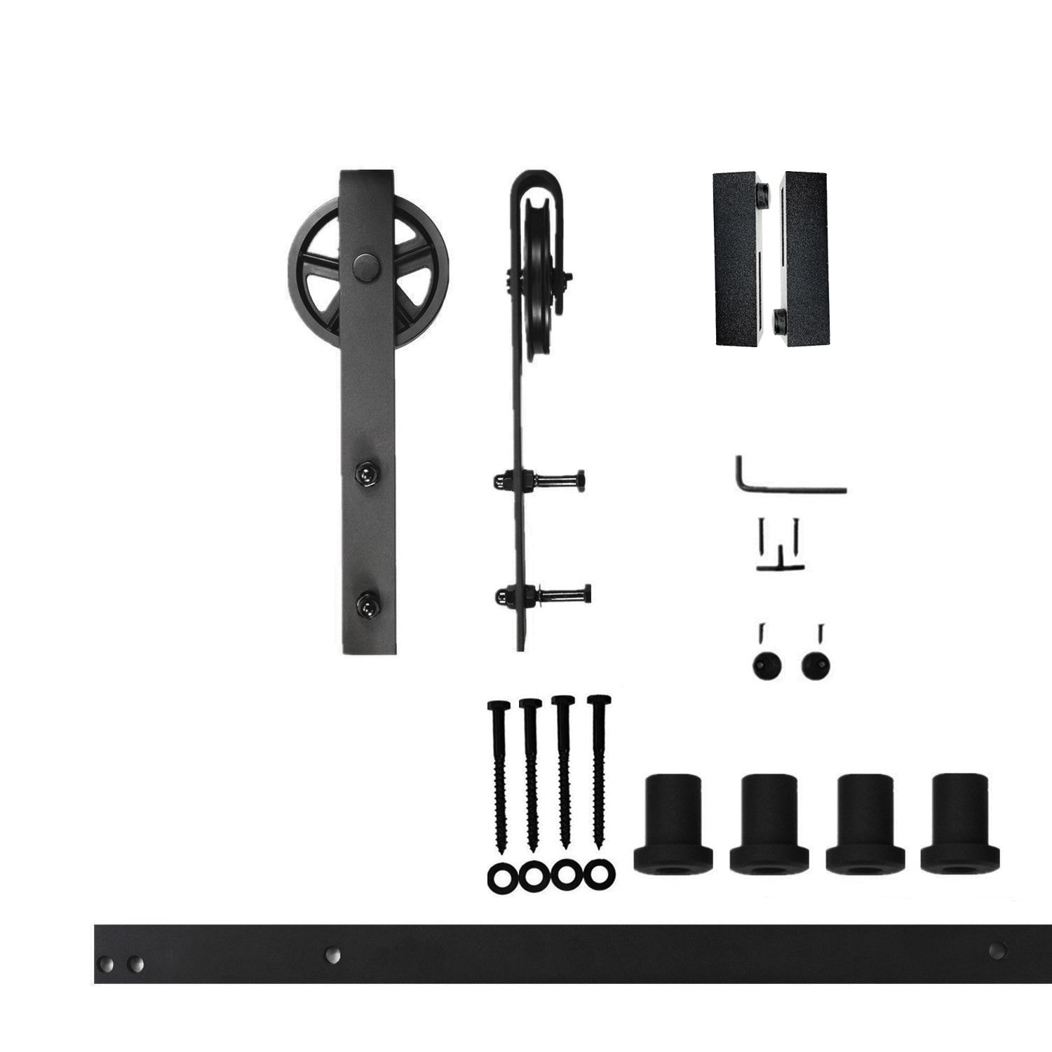 60-in Rustic black Black Indoor Spoke Wheel Single Barn door hardware kit