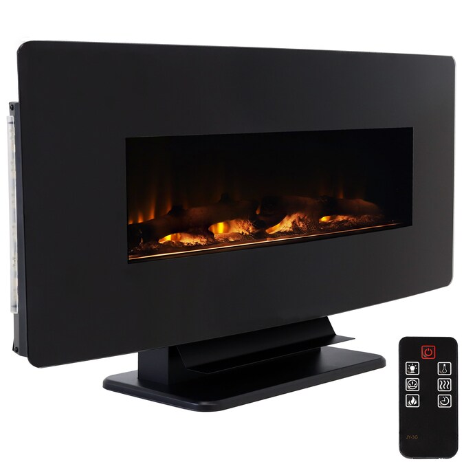 Sunnydaze Decor 42-in W Black Infrared Quartz Wall-mount Electric Fireplace with Remote Control Included