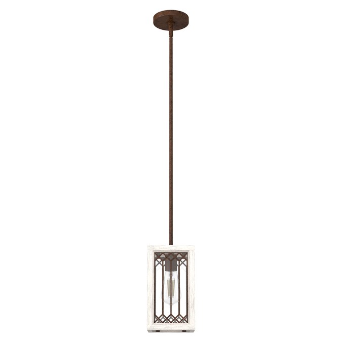 Hunter Chevron Textured Rust Transitional Seeded Glass Square LED Mini Hanging Kitchen Island Light