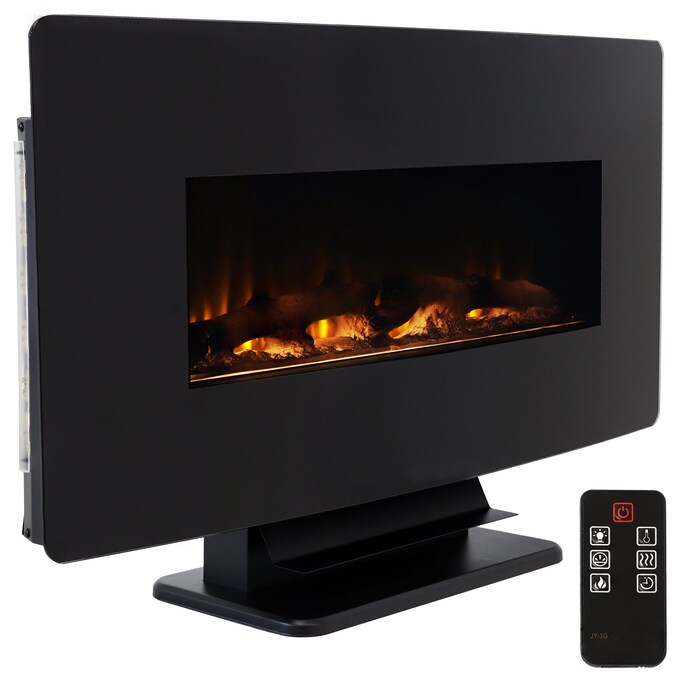 Sunnydaze Decor 35.75-in W Black Fan-forced Wall-mount Electric Fireplace with Remote Control Included