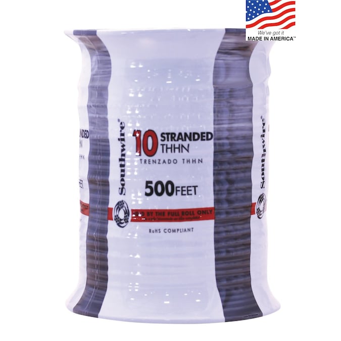 Southwire 500-ft 10-AWG Black Stranded Copper Thhn Wire (By-the-roll)