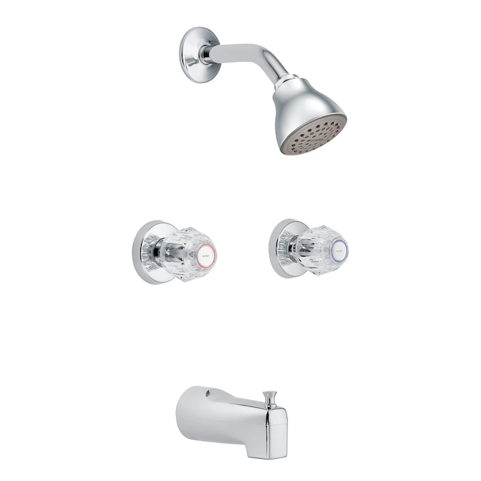 Moen Chateau Chrome 2-handle Single Function Round Bathtub and Shower Faucet Valve Included