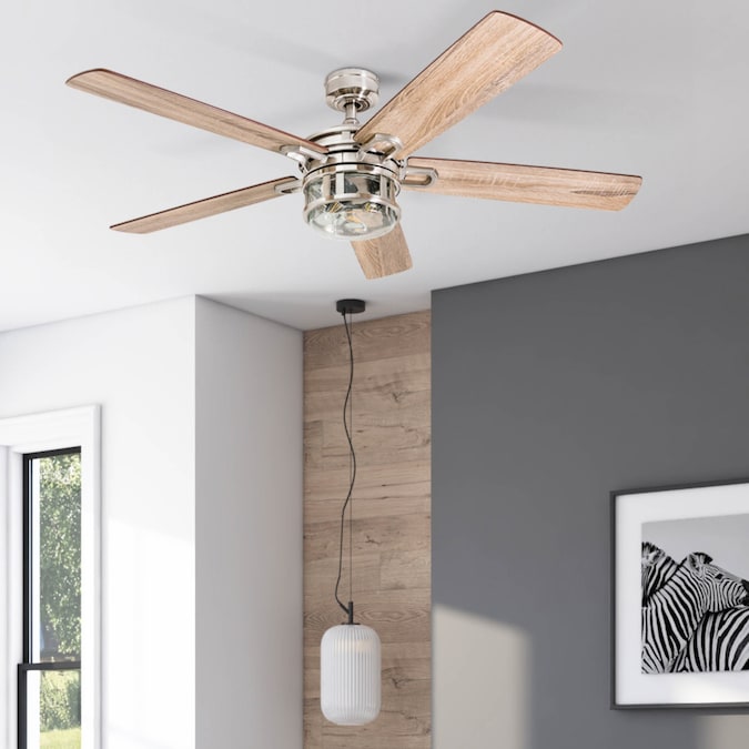Honeywell Bonterra 52-in Brushed Nickel with Ancient Pine/Bamboo Blades LED Indoor Ceiling Fan with Light and Remote (5-Blade)