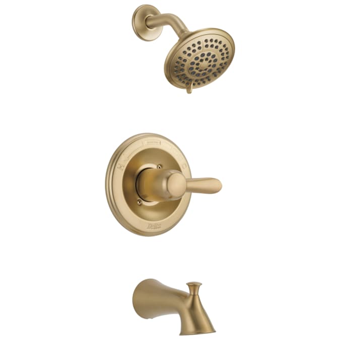 Delta Lahara Champagne Bronze 1-handle Multi-function Round Bathtub and Shower Faucet Valve Included