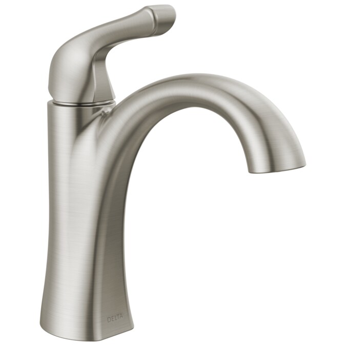 Delta Arvo Spotshield Brushed Nickel Single Hole 1-Handle WaterSense Bathroom Sink Faucet with Drain and Deck Plate